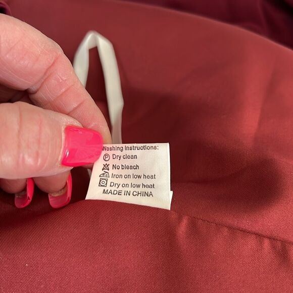 Wedding Pant Suit Maroon Red Sheer Ruched Cap Sleeve Embroidered Beaded Elegant - Picture 14 of 15